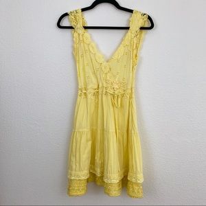 Free People Yellow Lace Dress Size 4